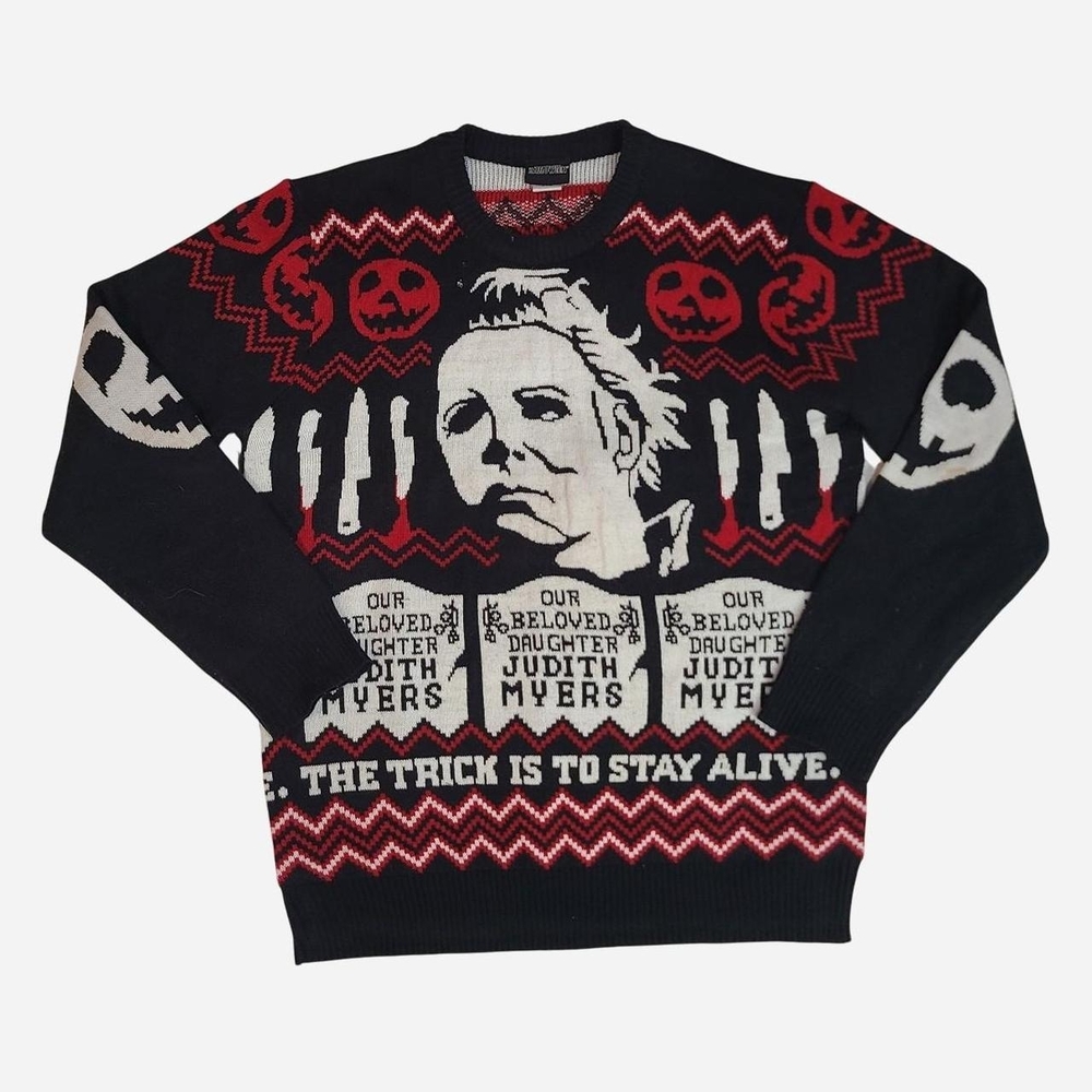 Spencer's Black and Red Graphic Crewneck Sweater